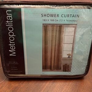 Metropolitan Geometric Brown Shower Curtain